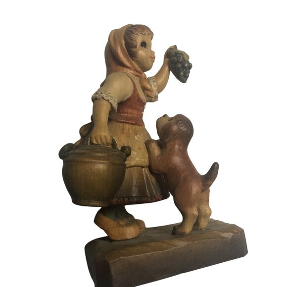 Anri Club #6 Ferrandiz Figurine italy girl With Dog Grape Harvest Time Carving - Picture 3 of 6